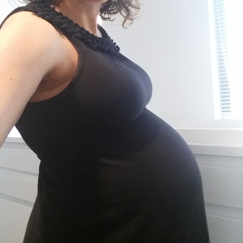 Target maternity jersey dress with awesome detail!